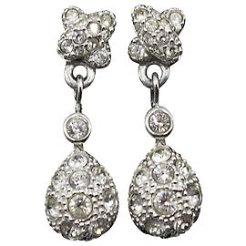 Swarovski Crystal Drop Earrings in Silver Metal Silvery Metallic