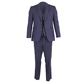 Hugo Boss-Ensemble de costume trois pièces Hugo Boss en laine bleu marine-Bleu,Bleu Marine