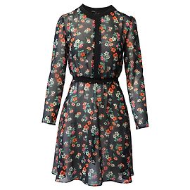 Robe Maje Imprimé Floral en Polyester Noir Autre