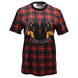 Givenchy-Camiseta con estampado de dóbermann y cabeza forrada a cuadros escoceses de Givenchy en algodón multicolor-Otro