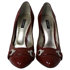 Dolce & Gabbana-Sapatos de salto agulha Dolce & Gabbana em couro envernizado vermelho-Vermelho