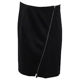 Alexander Mcqueen-Alexander McQueen Asymmetrical Zipper Pencil Skirt in Black Acetate -Black