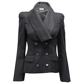 Alexander Mcqueen-Alexander McQueen Double Breasted Jacket in Black Cashmere-Black