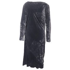 Langärmliges, drapiertes Samtkleid von Lanvin aus schwarzer Viskose Schwarz