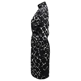 Marc Jacobs-Marc Jacobs Turtleneck Printed Midi Dress in Black Silk -Black