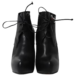 Bottega Veneta-Bottega Veneta Lace Up Platform Ankle Boots in Black Leather-Black