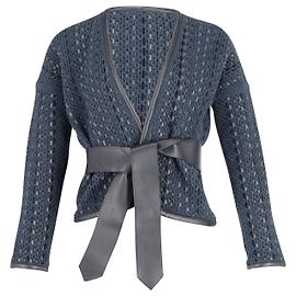 Hermès Hermes Knitted Wrap Coat in Navy Blue and Black Leather  Multiple colors