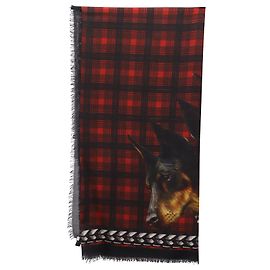 Givenchy Plaid Tartan Doberman Print Shawl in Multicolor Wool  Other