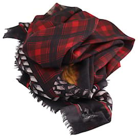 Givenchy-Givenchy Plaid Tartan Doberman Print Shawl in Multicolor Wool -Other
