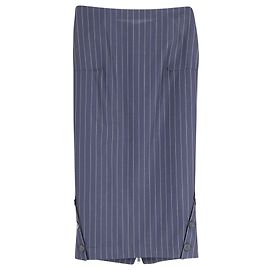 Victoria Beckham Pin Stripe Pencil Skirt in Navy Blue Wool Blue Navy blue