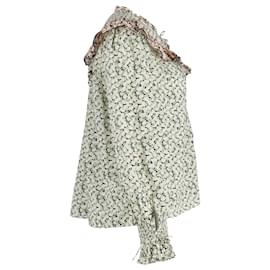 Autre Marque-Rixo Danica Bedruckte Bluse mit Rüschen aus grüner Baumwolle-Grün