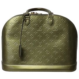 Sac à main Louis Vuitton Alma MM Vernis en Cuir Verni Vert Vert