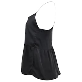 Anine Bing-Top estilo camisola con bajo peplum en seda negra de Anine Bing-Negro