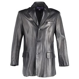 Ralph Lauren Veste Purple Label en Cuir Noir Noir