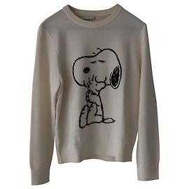 Sandro Paris Snoopy-Pullover aus cremefarbener Wolle Weiß Roh