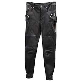 Alexander Mcqueen-Alexander McQueen Biker Pants in Black Leather-Black