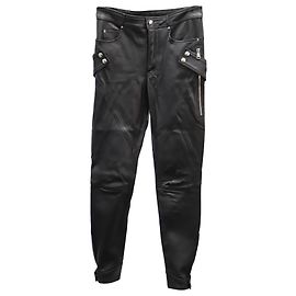 Calça biker Alexander McQueen em couro preto Preto