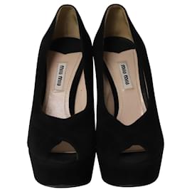 Miu Miu-Zapatos de Salón Peep Toe Miu Miu en Ante Negro-Negro