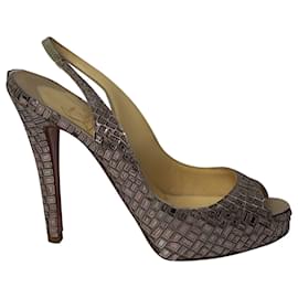 Christian Louboutin-Christian Louboutin Prive Mosaique 120 Pumps in Silver Acrylic-Silvery,Metallic