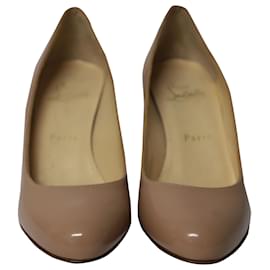 Christian Louboutin-Christian Louboutin Court Shoes in Nude Patent Leather-Brown,Flesh