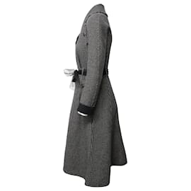 Dior-Dior Trench Coat with Tulle Belt in Grey Wool-Grey