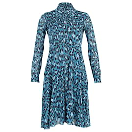 Diane Von Furstenberg-Diane Von Furstenberg Leopard Print Button Down Dress in Teal Viscose-Other,Green