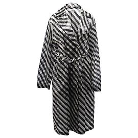 Trench rayé transparent Dries Van Noten en polyamide noir et gris Noir