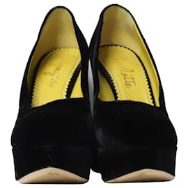 Charlotte Olympia-Zapatos de tacón con plataforma Charlotte Olympia en terciopelo negro-Negro