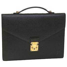 LOUIS VUITTON Epi Porte Document Bandouliere Briefcase Black M54462 Auth th3472 Black