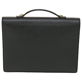 Louis Vuitton-LOUIS VUITTON Epi Porte Document Bandouliere Briefcase Black M54462 Auth th3472-Black