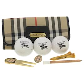 Autre Marque-Burberrys Nova Check Golf Ball Case Nylon Beige Auth 38720-Beige