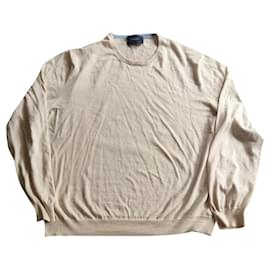 Pull Façonnable Col Rond en Coton Écru XXL Écru