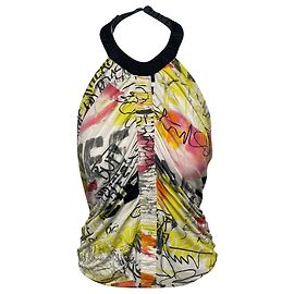 Iceberg Graffiti Print Halter Blouse en Viscose Multicolore Autre Imprimé python