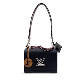 Louis Vuitton-Black Epi Leather Twist MM Shoulder Bag Braided Handle-Black