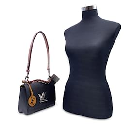 Louis Vuitton-Black Epi Leather Twist MM Shoulder Bag Braided Handle-Black