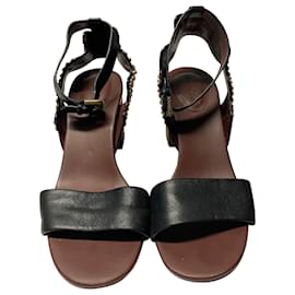 See by Chloé-See by Chloé Crystal Embellishments Sandals in Black Leather-Black