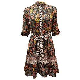Autre Marque Saloni Tyra com vestido Batik Border em seda multicolorida Multicor
