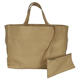 Yves Saint Laurent-Saint Laurent tote shopper bag with pochette in beige leather-Beige