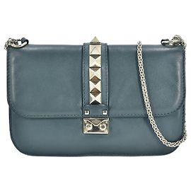 Valentino Bolsa de ombro Glam Lock de couro Rockstud ES-G398 Verde
