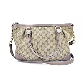 Gucci-Gucci GG Canvas Sukey Handbag Canvas Handbag 247902 in Very Good Condition-Brown