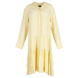 Joseph-Joseph Dan Tiered Shirt Dress in Custard Yellow Ramie -Yellow
