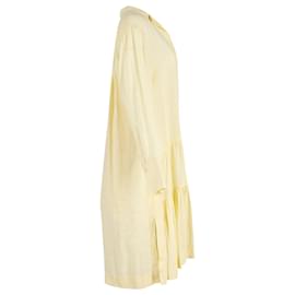 Joseph-Joseph Dan Tiered Shirt Dress in Custard Yellow Ramie -Yellow