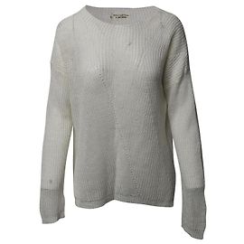 Nili Lotan Pull en Maille Tricotée en Lin Blanc Blanc