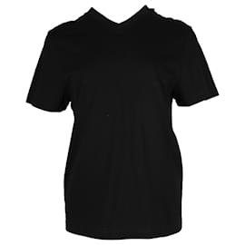 Bottega Veneta-Bottega Veneta – Kurzärmliges T-Shirt mit V-Ausschnitt aus schwarzer Baumwolle-Schwarz