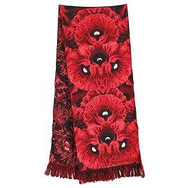 Sciarpa Alexander McQueen Poppy Jacquard in Lana Rossa Rosso