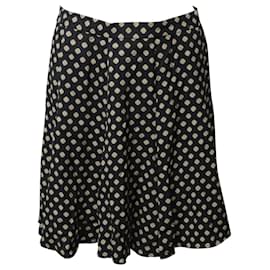 Michael Kors-Michael Michael Kors Printed Skater Skirt in Black Viscose-Black