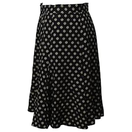Michael Kors-Michael Michael Kors Printed Skater Skirt in Black Viscose-Black