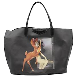 Givenchy-Givenchy Bambi Shopper Tote Bag in Black Coated Canvas-Black
