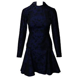 Stella Mc Cartney Stella McCartney Robe jacquard fleurie à manches longues en polyester bleu Bleu