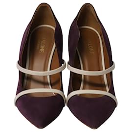 Autre Marque-Zapatos de salón con tacón en contraste en ante morado Maureen de Malone Souliers-Púrpura